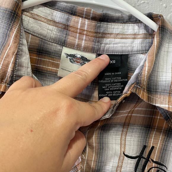 Harley Davidson Plaid Embroidered Women's Shirt Size XS - Picture 4 of 5